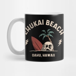 Vintage Surfing Ehukai Beach Oahu Hawaii // Retro Surf Skull Mug